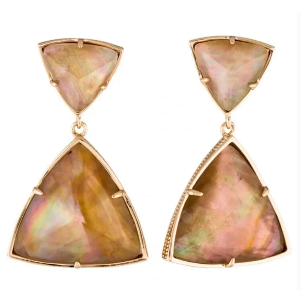 Kendra Scott Iridescent Triangle Drop Earrings in Pink and Gold